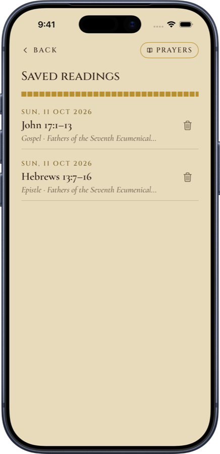Saved readings